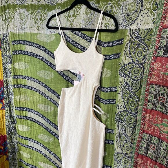 NWT Oh Polly Cream Sonora Strappy Cut Out Bodycon Midi Dress Size 4 - Picture 8 of 16